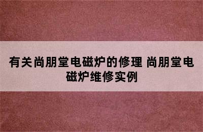 有关尚朋堂电磁炉的修理 尚朋堂电磁炉维修实例